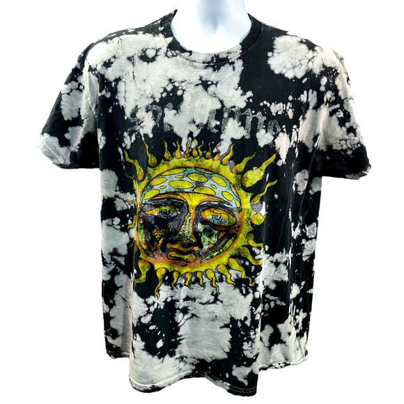 Sublime Black & White Tie Dye Graphic Sun Short Sleeve T Shirt Size Large - Picture 1 of 9